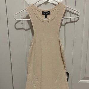 Express Cream Ribbed Midi Dress